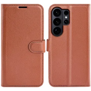 Phonesta Litchi Skin Book Wallet Klapphülle für Samsung Galaxy S26 Ultra - Braun