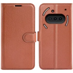 Phonesta Litchi Skin Book Wallet Klapphülle für Nothing Phone (3a) - Braun