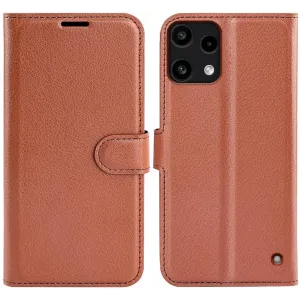 Phonesta Litchi Skin Book Wallet Klapphülle für Nothing Phone (3a) Lite - Braun