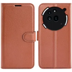 Phonesta Litchi Skin Book Wallet Klapphülle für Nothing Phone (3a) Pro - Braun