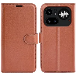 Phonesta Litchi Skin Book Wallet Klapphülle für Nothing Phone (4a) Pro - Braun