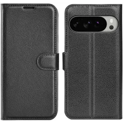 Phonesta Litchi Skin Book Wallet Klapphülle für Google Pixel 10 Pro XL - Schwarz
