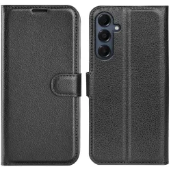Phonesta Litchi Skin Book Wallet Klapphülle für Samsung Galaxy A17 - Schwarz