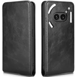 Phonesta Leder Vertical Flip Book Wallet Klapphülle für Nothing Phone (2a) / (2a) Plus - Schwarz