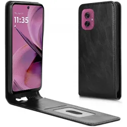 Phonesta Leder Vertical Flip Book Wallet Klapphülle für Motorola Moto G55 - Schwarz