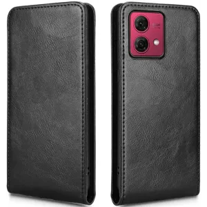 Phonesta Leder Vertical Flip Book Wallet Klapphülle für Motorola Moto G84 - Schwarz