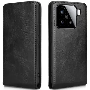 Phonesta Leder Vertical Flip Book Wallet Klapphülle für Xiaomi 15 - Schwarz