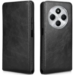Phonesta Leder Vertical Flip Book Wallet Klapphülle für Xiaomi Redmi 14C / Xiaomi Poco C75 - Schwarz