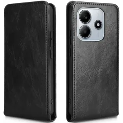 Phonesta Leder Vertical Flip Book Wallet Klapphülle für Xiaomi Redmi Note 14 5G - Schwarz