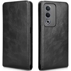 Phonesta Leder Vertical Flip Book Wallet Klapphülle für Oppo A80 - Schwarz