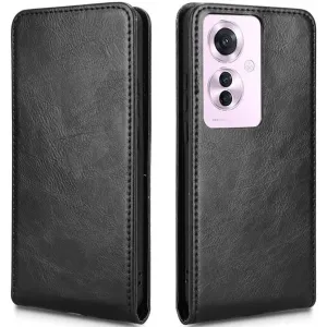 Phonesta Leder Vertical Flip Book Wallet Klapphülle für Oppo Reno11 F 5G - Schwarz