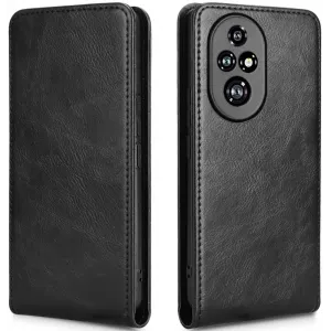 Phonesta Leder Vertical Flip Book Wallet Klapphülle für HONOR 200 Pro - Schwarz