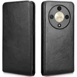Phonesta Leder Vertical Flip Book Wallet Klapphülle für HONOR Magic6 Lite - Schwarz