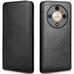 Phonesta Leder Vertical Flip Book Wallet Klapphülle für HONOR Magic6 Lite - Schwarz