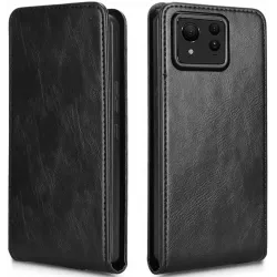 Phonesta Leder Vertical Flip Book Wallet Klapphülle für Asus Zenfone 11 Ultra - Schwarz
