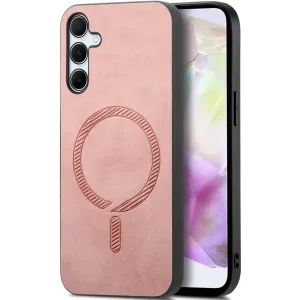 Phonesta Retro Vegan Leder MagSafe Back Cover Hülle für Samsung Galaxy A35 - Rosa