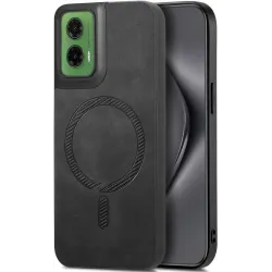 Phonesta Retro Vegan Leder MagSafe Back Cover Hülle für Motorola Moto G35 - Schwarz