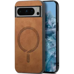 Phonesta Retro Vegan Leder MagSafe Back Cover Hülle für Google Pixel 9 Pro XL - Braun