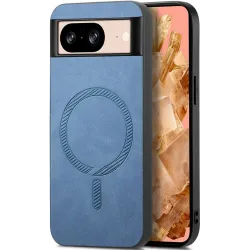 Phonesta Retro Vegan Leder MagSafe Back Cover Hülle für Google Pixel 9 / 9 Pro - Blau