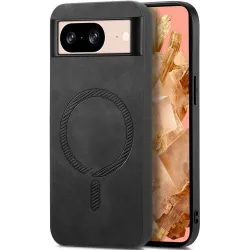 Phonesta Retro Vegan Leder MagSafe Back Cover Hülle für Google Pixel 9 / 9 Pro - Schwarz