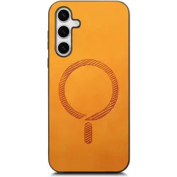 Phonesta Retro Vegan Leder MagSafe Back Cover Hülle für Samsung Galaxy S25 Plus/S24 Plus - Orange