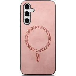 Phonesta Retro Vegan Leder MagSafe Back Cover Hülle für Samsung Galaxy S25 Plus/S24 Plus - Rosa