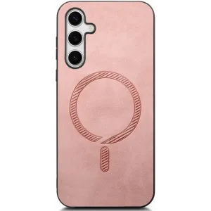 Phonesta Retro Vegan Leder MagSafe Back Cover Hülle für Samsung Galaxy S25 Plus/S24 Plus - Rosa