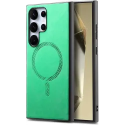 Phonesta Retro Vegan Leder MagSafe Back Cover Hülle für Samsung Galaxy S25 Ultra - Grün