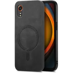 Phonesta Retro Vegan Leder MagSafe Back Cover Hülle für Samsung Galaxy Xcover 7 - Schwarz