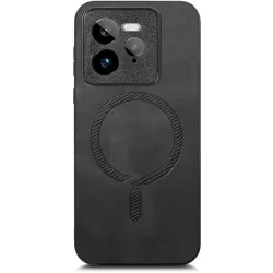 Phonesta Retro Vegan Leder MagSafe Back Cover Hülle für Realme GT 7 Pro - Schwarz