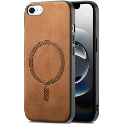 Phonesta Retro Vegan Leder MagSafe Back Cover Hülle für Apple iPhone 17e/16e - Braun