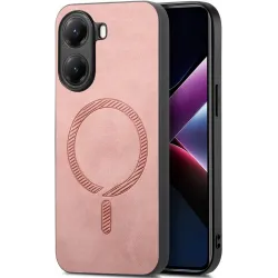 Phonesta Retro Vegan Leder MagSafe Back Cover Hülle für Xiaomi Poco X7 Pro - Rosa