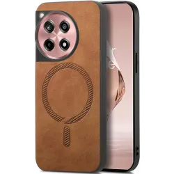 Phonesta Retro Vegan Leder MagSafe Back Cover Hülle für OnePlus 12R - Braun