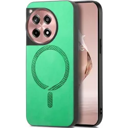 Phonesta Retro Vegan Leder MagSafe Back Cover Hülle für OnePlus 12R - Grün