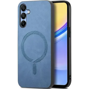 Phonesta Retro Vegan Leder MagSafe Back Cover Hülle für Samsung Galaxy A16 - Blau