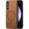 Phonesta Retro Vegan Leder MagSafe Back Cover Hülle für Samsung Galaxy S24 FE - Braun
