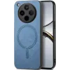 Phonesta Retro Vegan Leder MagSafe Back Cover Hülle für Oppo Find X8 Pro - Blau