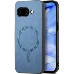 Phonesta Retro Vegan Leder MagSafe Back Cover Hülle für Google Pixel 9a - Blau