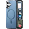 Phonesta Retro Vegan Leder MagSafe Back Cover Hülle für Apple iPhone 16 - Blau