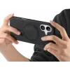 Phonesta Retro Vegan Leder MagSafe Back Cover Hülle für Apple iPhone 16 Plus - Schwarz 3