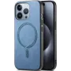 Phonesta Retro Vegan Leder MagSafe Back Cover Hülle für Apple iPhone 16 Pro - Blau 0