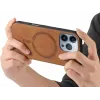Phonesta Retro Vegan Leder MagSafe Back Cover Hülle für Apple iPhone 16 Pro - Braun 3