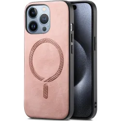 Phonesta Retro Vegan Leder MagSafe Back Cover Hülle für Apple iPhone 16 Pro - Rosa