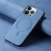 Phonesta Retro Vegan Leder MagSafe Back Cover Hülle für Apple iPhone 16 Pro Max - Blau 1