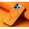 Phonesta Retro Vegan Leder MagSafe Back Cover Hülle für Apple iPhone 16 Pro Max - Orange 1