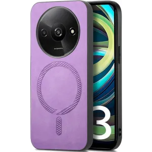 Phonesta Retro Vegan Leder MagSafe Back Cover Hülle für Xiaomi Redmi A3 - Lila