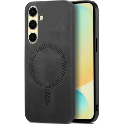 Phonesta Retro Vegan Leder MagSafe Back Cover Hülle für Samsung Galaxy A36/A56 - Schwarz