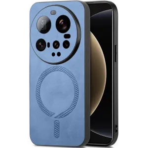 Phonesta Retro Vegan Leder MagSafe Back Cover Hülle für Xiaomi 15 Ultra - Blau