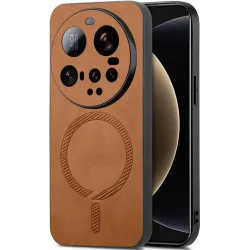 Phonesta Retro Vegan Leder MagSafe Back Cover Hülle für Xiaomi 15 Ultra - Braun