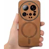 Phonesta Retro Vegan Leder MagSafe Back Cover Hülle für Xiaomi 15 Ultra - Braun 3
